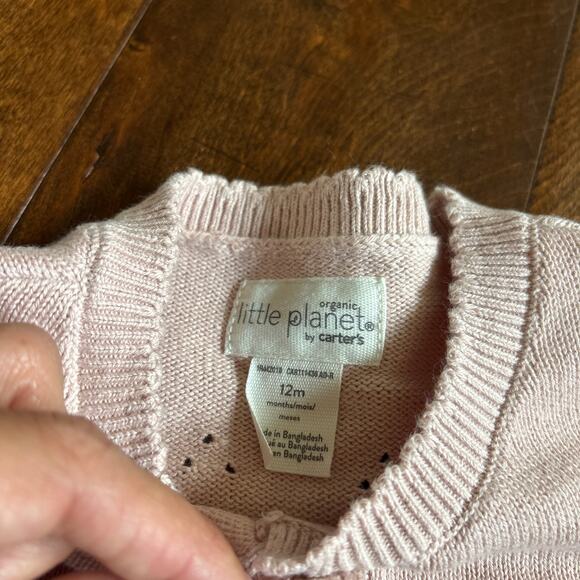 Little Planet Carters 12 Month Girls Knit Pointelle Outfit Jumper Romper Pink - Picture 4 of 6